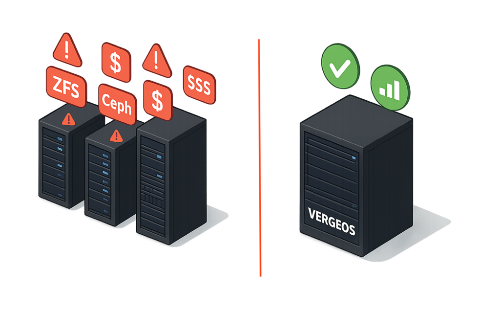the Proxmox storage tax vs not tax with VergeOS